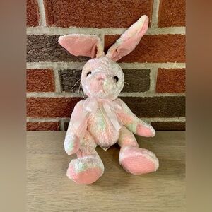 Fiesta Cuddle Plush Tie-Dyed Rabbit Pink Green Yellow Bunny Ear Tip to‎ Toe 11"